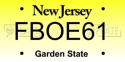 FBOE61 New Jersey License Plate