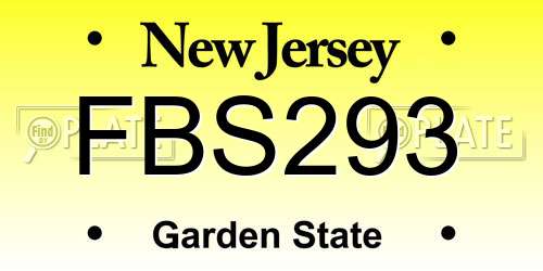 FBS293 New Jersey License Plate