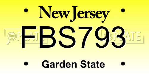 FBS793 New Jersey License Plate