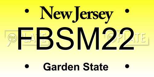 FBSM22 New Jersey License Plate