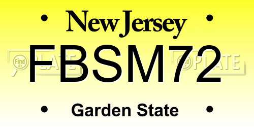 FBSM72 New Jersey License Plate