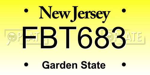 FBT683 New Jersey License Plate