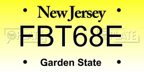 FBT68E New Jersey License Plate