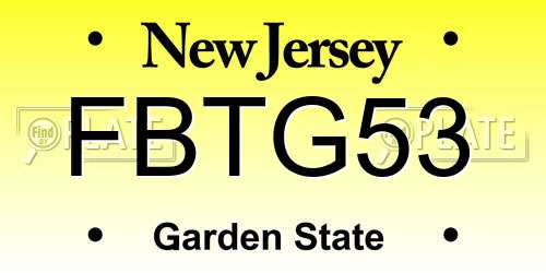 FBTG53 New Jersey License Plate