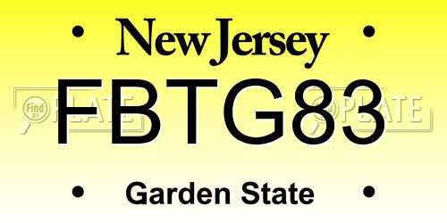 FBTG83 New Jersey License Plate