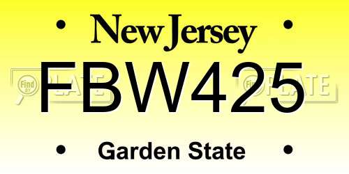 FBW425 New Jersey License Plate