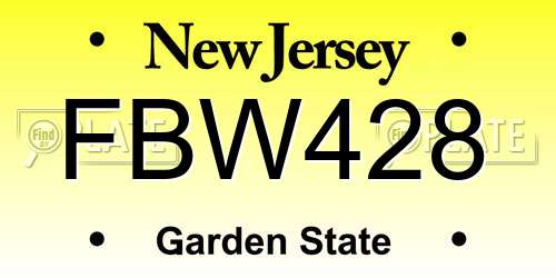 FBW428 New Jersey License Plate