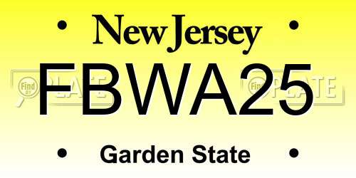FBWA25 New Jersey License Plate