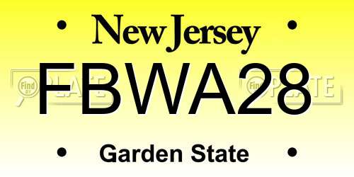 FBWA28 New Jersey License Plate