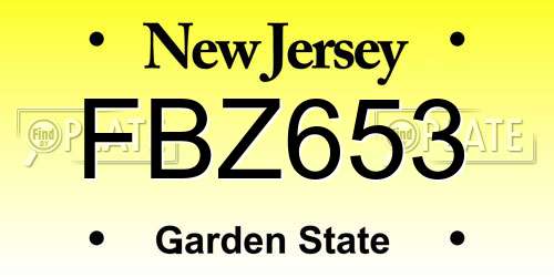 FBZ653 New Jersey License Plate