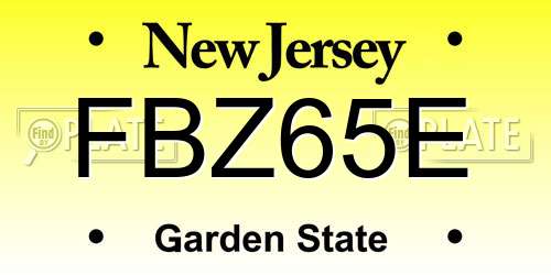 FBZ65E New Jersey License Plate
