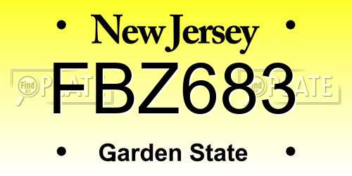 FBZ683 New Jersey License Plate
