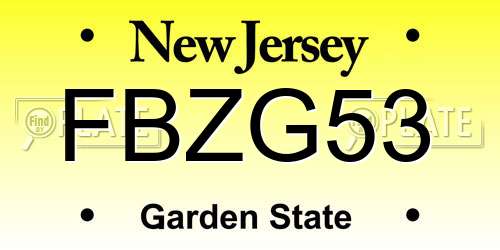 FBZG53 New Jersey License Plate