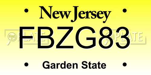 FBZG83 New Jersey License Plate