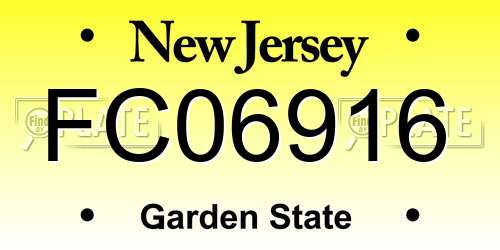 FC06916 New Jersey License Plate