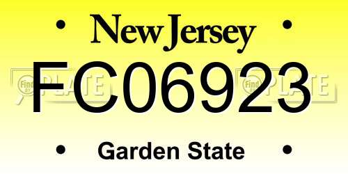 FC06923 New Jersey License Plate