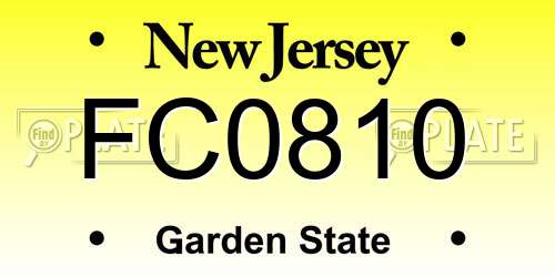 FC0810 New Jersey License Plate