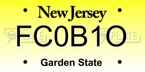 FC0B1O New Jersey License Plate