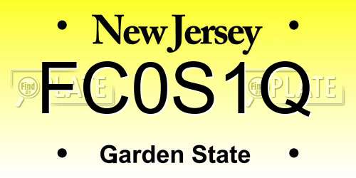 FC0S1Q New Jersey License Plate