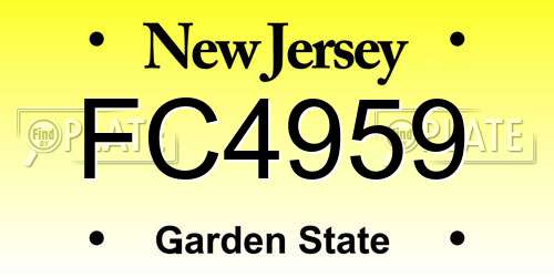 FC4959 New Jersey License Plate