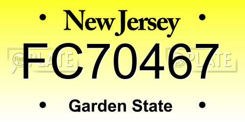 FC70467 New Jersey License Plate