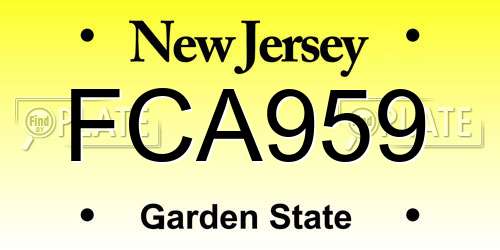 FCA959 New Jersey License Plate