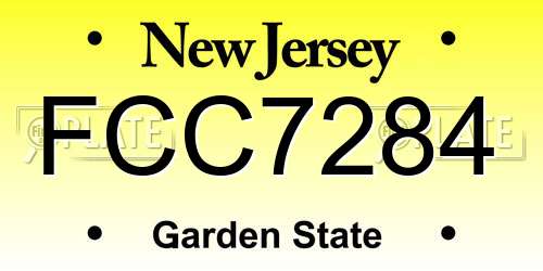 FCC7284 New Jersey License Plate