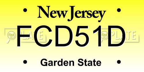 FCD51D New Jersey License Plate