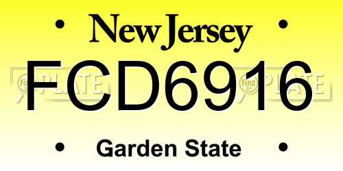 FCD6916 New Jersey License Plate