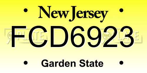 FCD6923 New Jersey License Plate