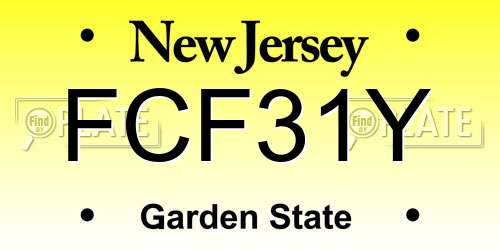 FCF31Y New Jersey License Plate
