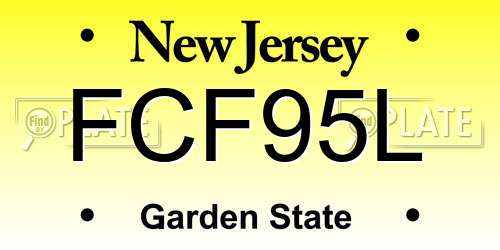 FCF95L New Jersey License Plate