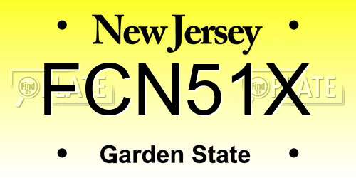 FCN51X New Jersey License Plate