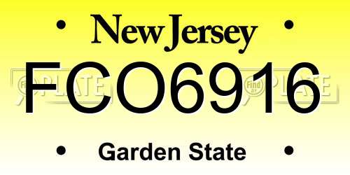 FCO6916 New Jersey License Plate