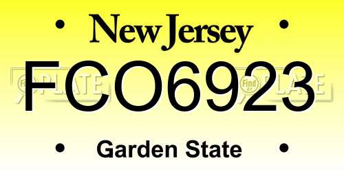 FCO6923 New Jersey License Plate