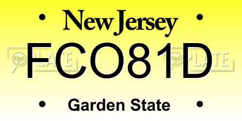 FCO81D New Jersey License Plate