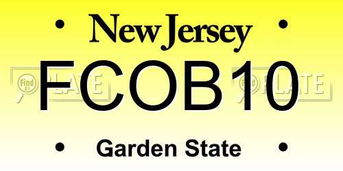 FCOB10 New Jersey License Plate