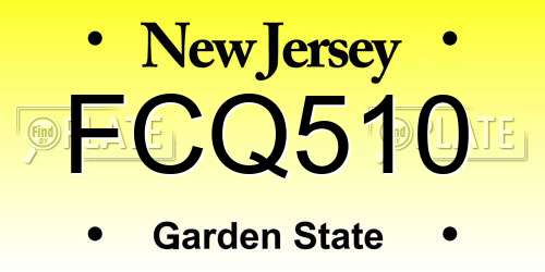 FCQ510 New Jersey License Plate