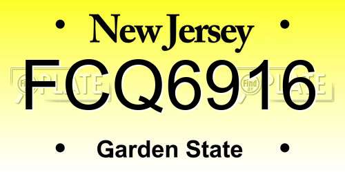 FCQ6916 New Jersey License Plate