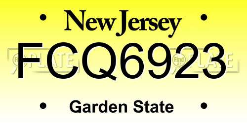 FCQ6923 New Jersey License Plate