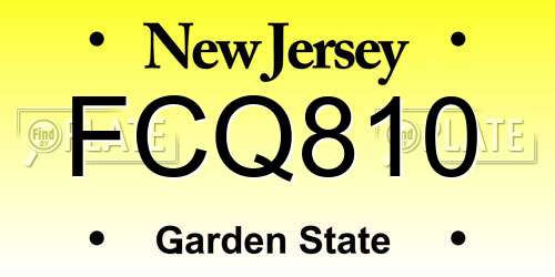 FCQ810 New Jersey License Plate