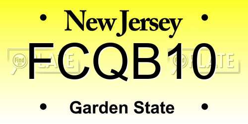 FCQB10 New Jersey License Plate