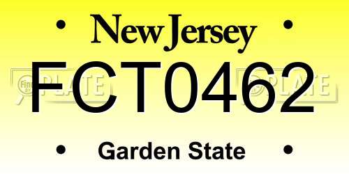 FCT0462 New Jersey License Plate