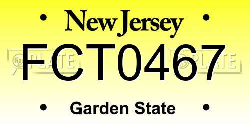 FCT0467 New Jersey License Plate