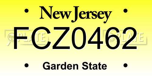 FCZ0462 New Jersey License Plate