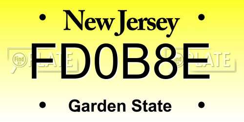 FD0B8E New Jersey License Plate