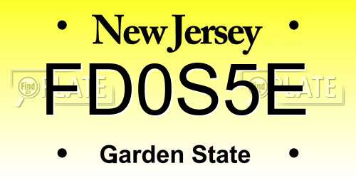 FD0S5E New Jersey License Plate