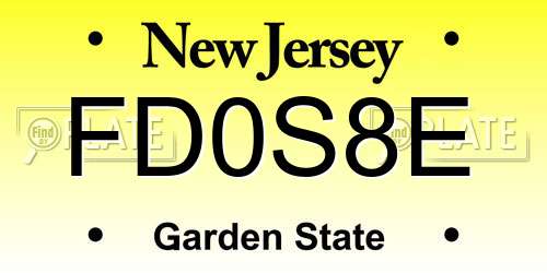 FD0S8E New Jersey License Plate