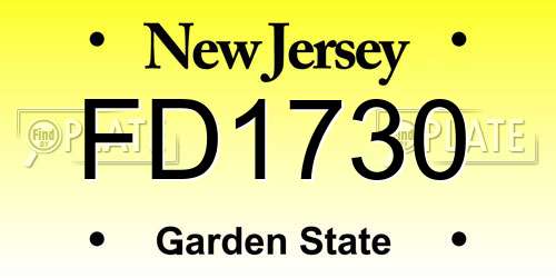 FD1730 New Jersey License Plate