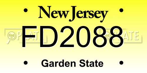 FD2088 New Jersey License Plate
